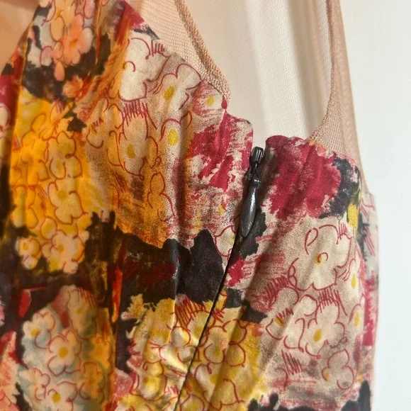 Anthropologie Zehavale Mesh Top Mini Dress Watercolor Floral Size US 6 - Picture 5 of 7